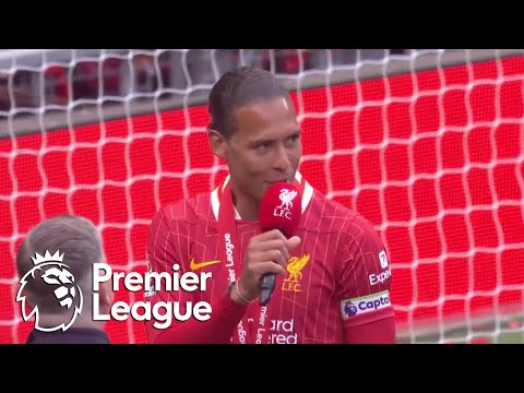Virgil van Dijk addresses Liverpool fans at Anfield after Premier League trophy lift | NBC Sports
