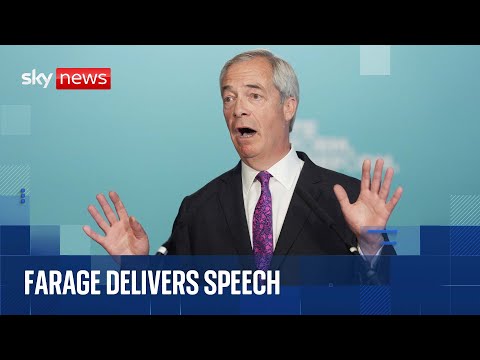 Reform UK leader Nigel Farage delivers speech in Wales