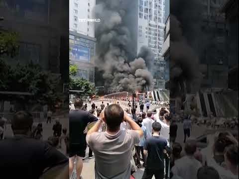 Blaze erupts in motorcycle parking lot in China’s Chongqing
