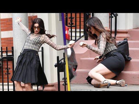 Anne Hathaway FALLS on Set of The Devil Wears Prada 2