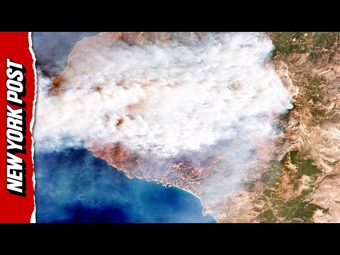 Satellite images show wildfires spread across the Greek islands