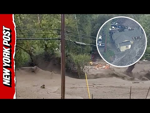 Torrent of Muddy Floodwater RUSHES Through California Neighborhood