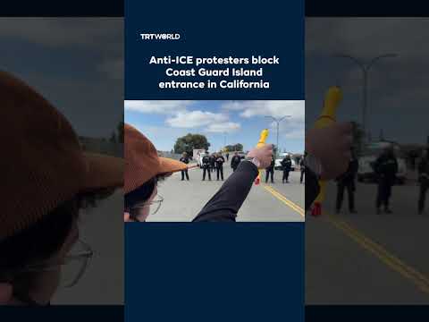 Anti-ICE protesters block Coast Guard Island entrance in California