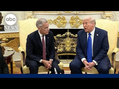 Canadian PM Mark Carney meets Trump as tensions over trade war continue