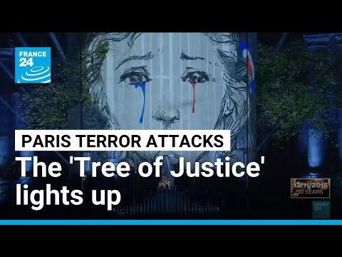 The ‘Tree of Justice’ lights up at commemoration of the 2015 Paris terror attacks • FRANCE 24