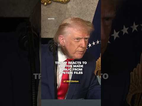 Trump reacts to photos made public from Epstein files