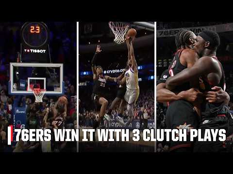76ERS GAME WINNER 😱 V.J. EDGECOMBE & TYRESE MAXEY CLUTCH SEQUENCE IN FINAL SECONDS 🚨 | NBA on ESPN