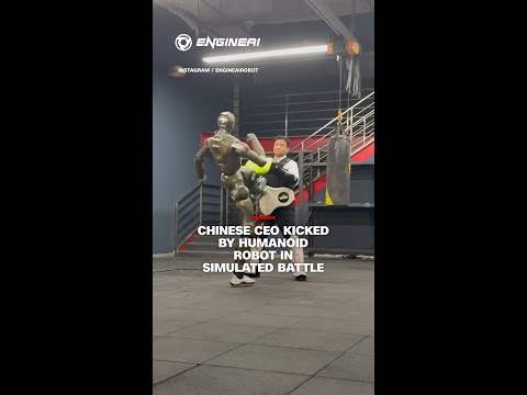 Chinese CEO kicked by humanoid robot in simulated battle
