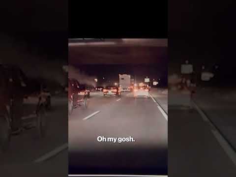 Stunned Driver Survives After Truck Launches Off Overpass in Wild California Crash #shorts