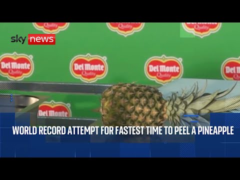 Guinness World Records attempt for fastest time to peel and slice a pineapple