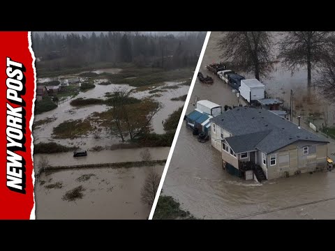Drone Captures Massive Flooding in Washington as Atmospheric River Slams Region