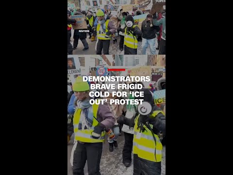 Demonstrators brave frigid cold for ‘ICE Out’ protest