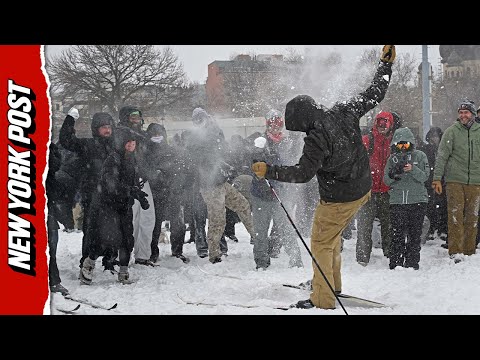 Brooklyn Park Erupts in a Massive Snowball Fight