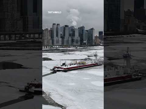 New York’s Hudson River partly freezes during winter storm