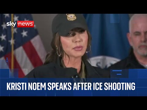 Kristi Noem news conference after woman shot dead by immigration agent in Minneapolis