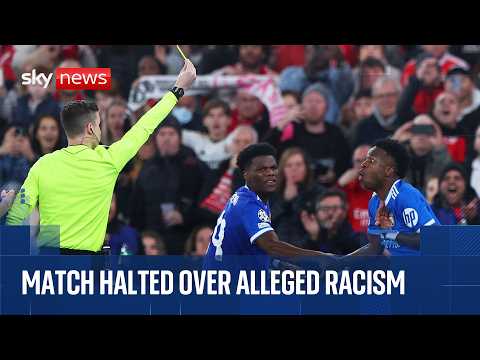 Alleged racial slur brings Real Madrid v Benfica match to a halt | Sky News coverage