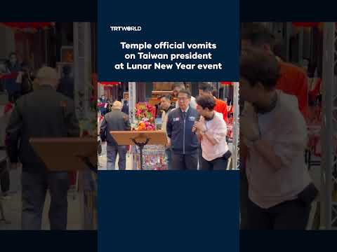 Temple official vomits on Taiwan president at Lunar New Year event