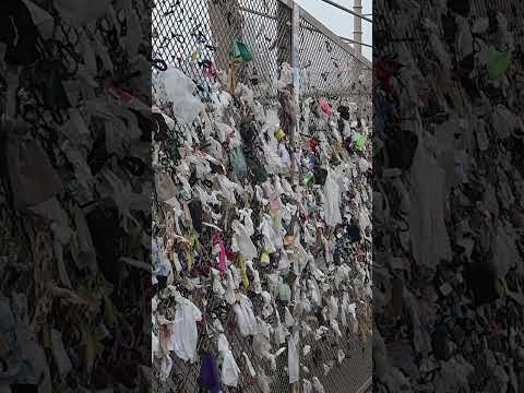 Tourists tying trash to Brooklyn Bridge in disgusting trend #shorts