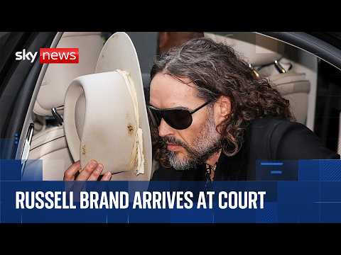 Russell Brand arrives at court to face new charges