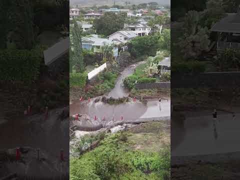 Drone Footage Shows Roads Torn Apart as Severe Flooding Slams Hawaii #shorts