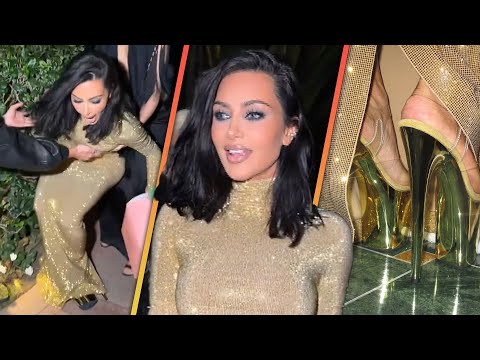 Kim Kardashian Nearly FALLS in TOWERING $80 Heels on Oscars Night!