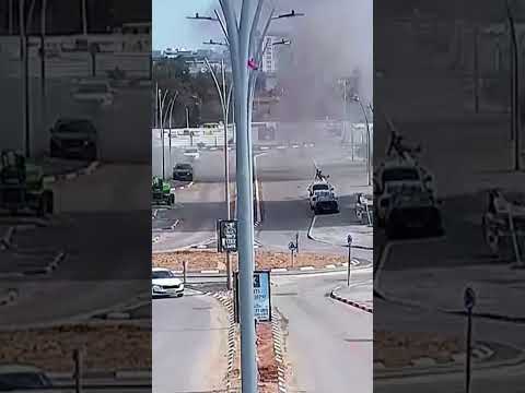 Shocking CCTV Shows Iranian Missile Strike Israeli Road #shorts