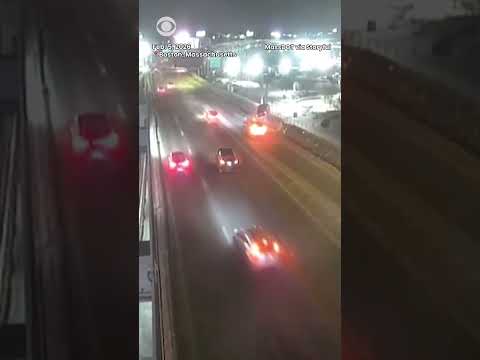 Pickup truck dangles off side of Boston bridge after swerving to avoid stopped car #shorts