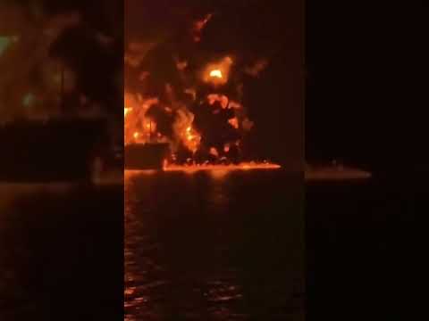 Two Oil Tankers Explode in Fiery Attack by Iran #shorts