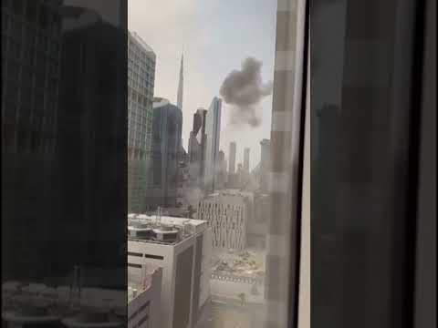 Smoke Pours From Dubai Financial District Building After Hit by Kamikaze Drone #shorts