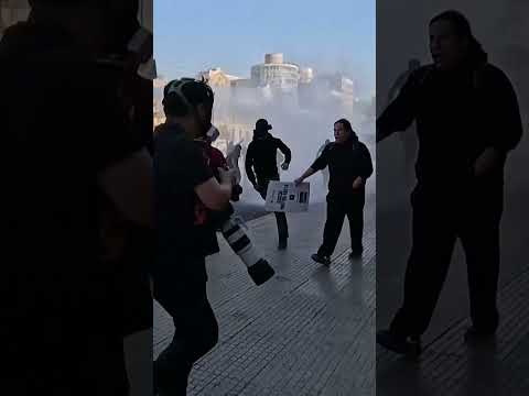 Chaos Ensues as Chilean Protesters Doused by Water Canons #shorts