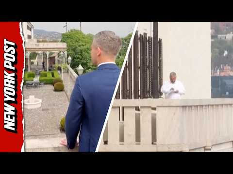 Magyar Spots Orban on Balcony During Presidential Palace Visit