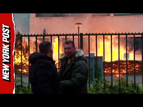 Shocking Moment Anti-Migrant Protesters Set Dutch Asylum Ablaze