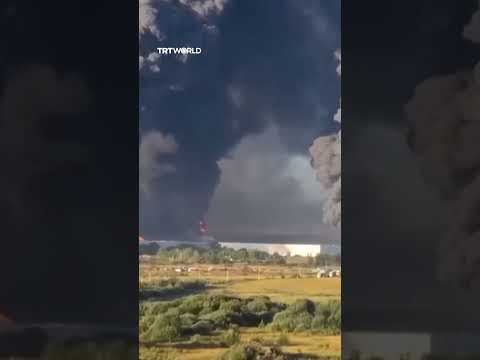 Massive fire at Russian warehouse after Ukrainian drone strike