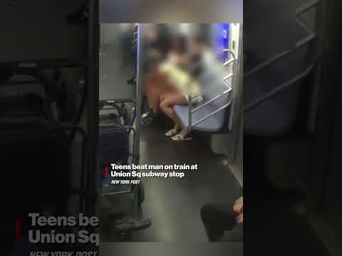 Fiends beat, rob sleeping straphanger on NYC subway train #shorts