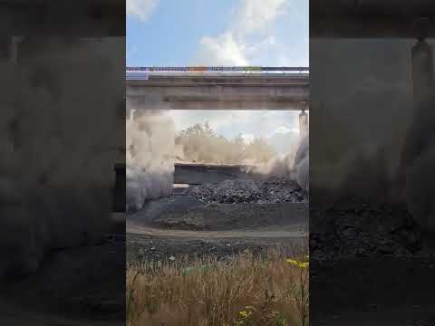 Historic German bridge reduced to rubble in controlled blast #shorts