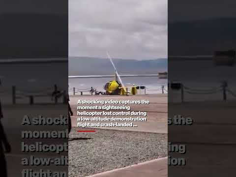 Terrifying video shows helicopter crash-landing on two tourists #shorts