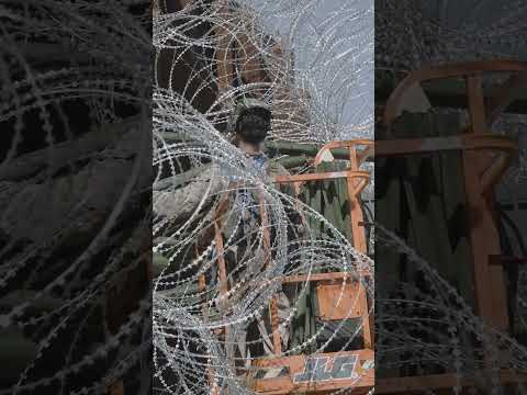 Marines Strengthen Arizona Border Wall With New Razor Wire Barrier #shorts
