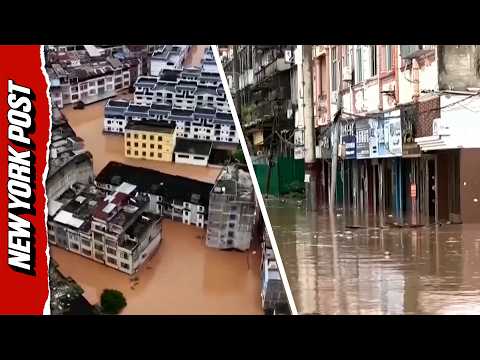 Drone Footage Shows Devastating Flooding From Typhoon Narra in China