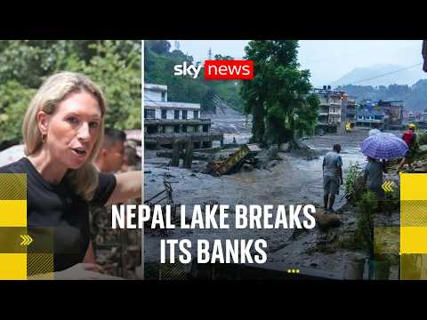 Landslide-formed lake bursts its banks in Nepal