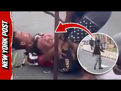Dramatic Moment Knife-Wielding Ice Cream Vendor is Taken Down After Meth-Fueled Attack