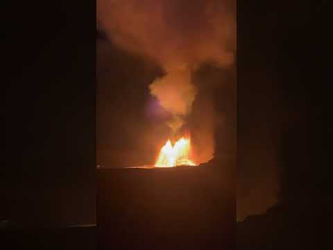 Towering Lava Fountain Erupts Beneath Glowing Full Moon In Stunning Footage #shorts