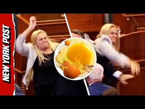 Kosovo Prime Minister Slammed With Eggs by Furious Fellow Lawmaker