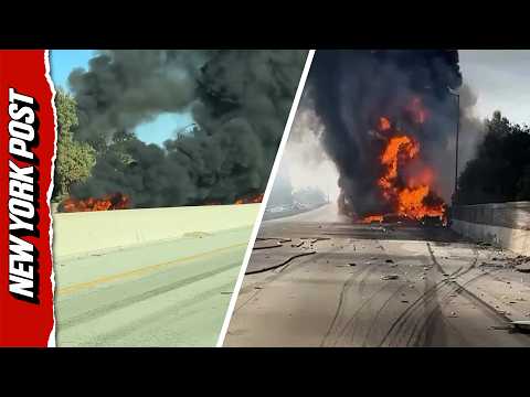 Massive Explosion on California Highway as Tanker Bursts Into Flames