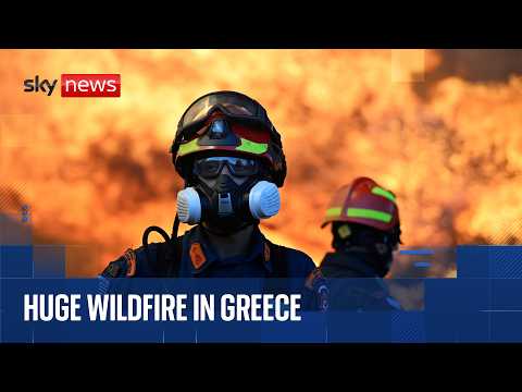 Firefighters battling major wildfire in Greece