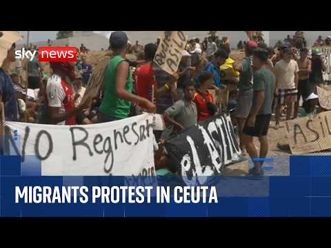 Migrants protest in Ceuta