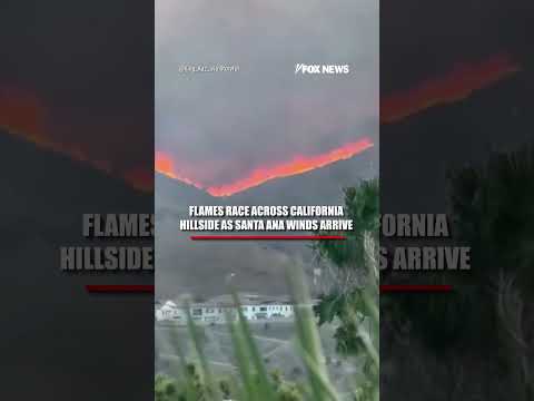 Flames race across California hillside as Santa Ana winds arrive #shorts