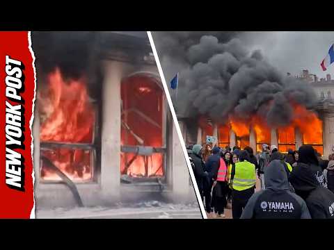 Raging Fire Engulfs Lyon Tourist Office as French Protesters Cheer
