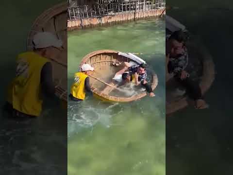 Moment Vietnam Boat Ride Ends with Boatman Falling On Tourist #shorts