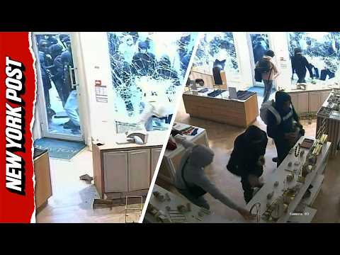 CCTV Captures Violent Raid on Lyon Jewelry Shop During French Protests