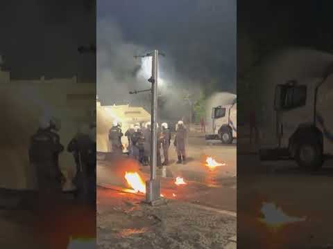 Albanian protesters hurl molotov cocktails #shorts